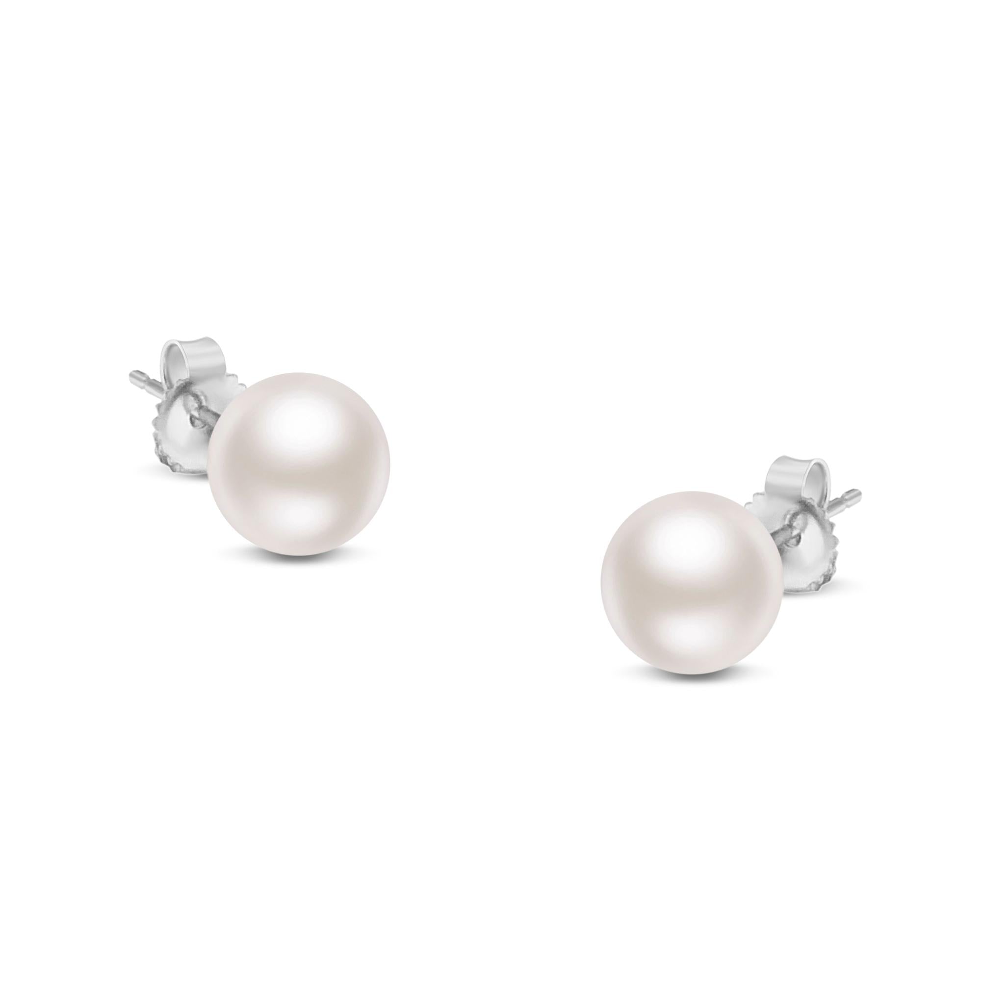 14K Gold Saltwater Akoya Pearl Stud Earrings – AAA+ Quality