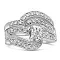 1/3 CTW Round Diamond Crisscross Engagement Ring Bridal Set in 925 Sterling Silver (H-I / I1–I2)