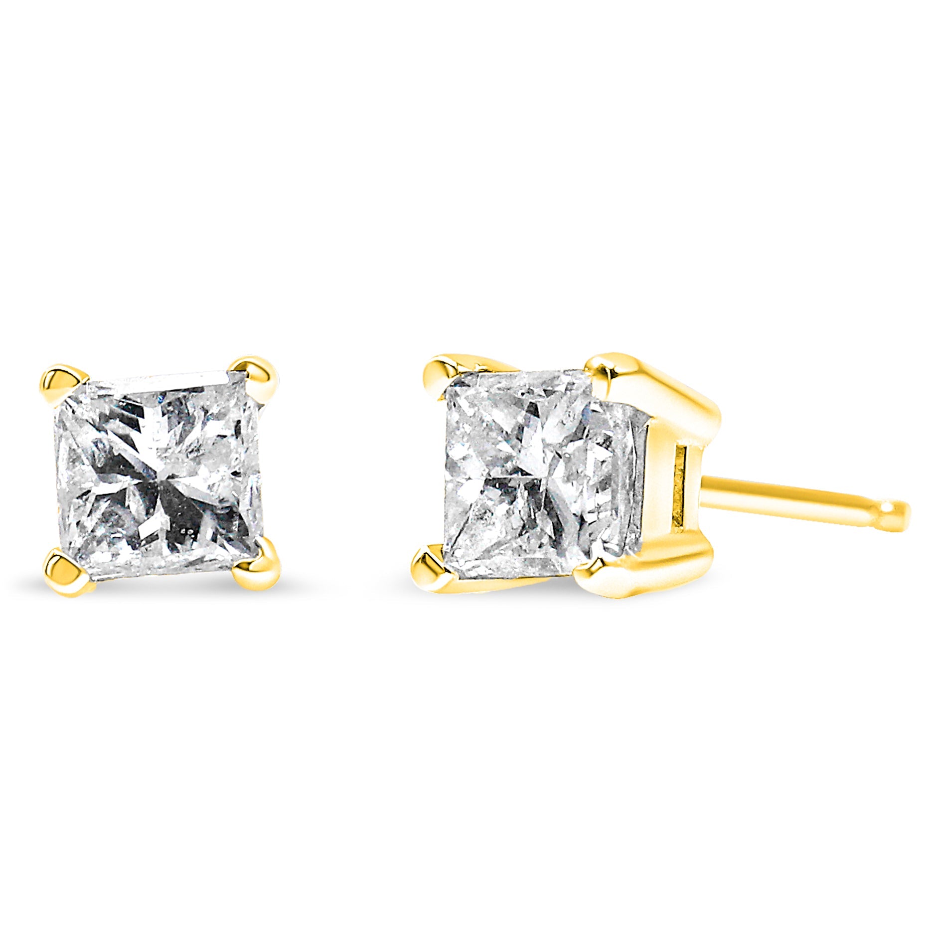 14K Yellow Gold 1/5 CTTW Diamond Classic Square Stud Earrings (I–J Color, I3 Clarity)