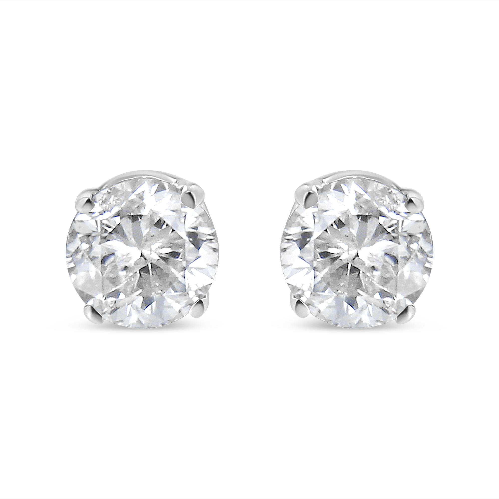 14K White Gold 5/8 CTTW Round Brilliant-Cut Lab-Grown Diamond Stud Earrings – Classic 4-Prong (F–G Color, VS1–VS2 Clarity)