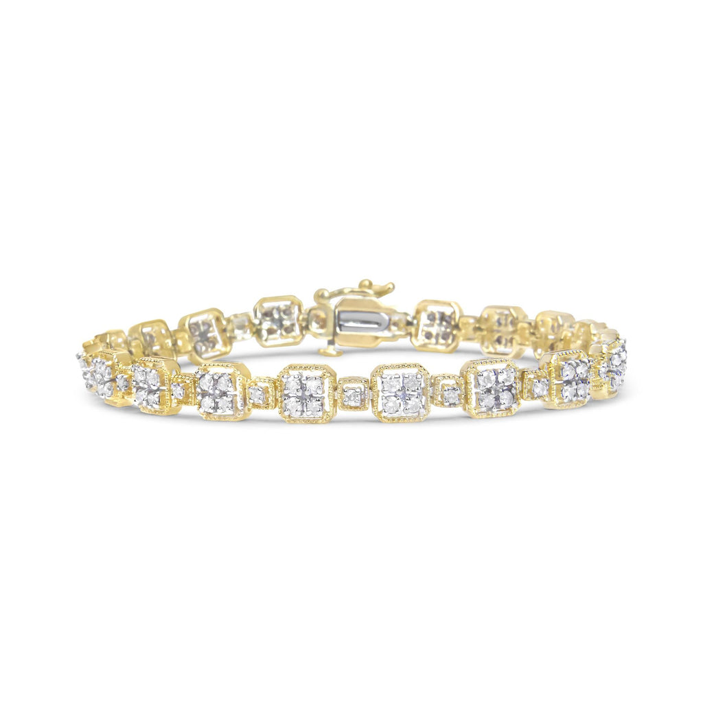 10K Yellow Gold 2.0 CTW Diamond Square Link Bracelet (J–K / I2–I3)