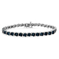 1/10 CTW Treated Blue Diamond “S” Link Tennis Bracelet in 925 Sterling Silver (I–J Color, I2–I3 Clarity)