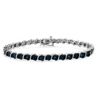 1/10 CTW Treated Blue Diamond “S” Link Tennis Bracelet in 925 Sterling Silver (I–J Color, I2–I3 Clarity)