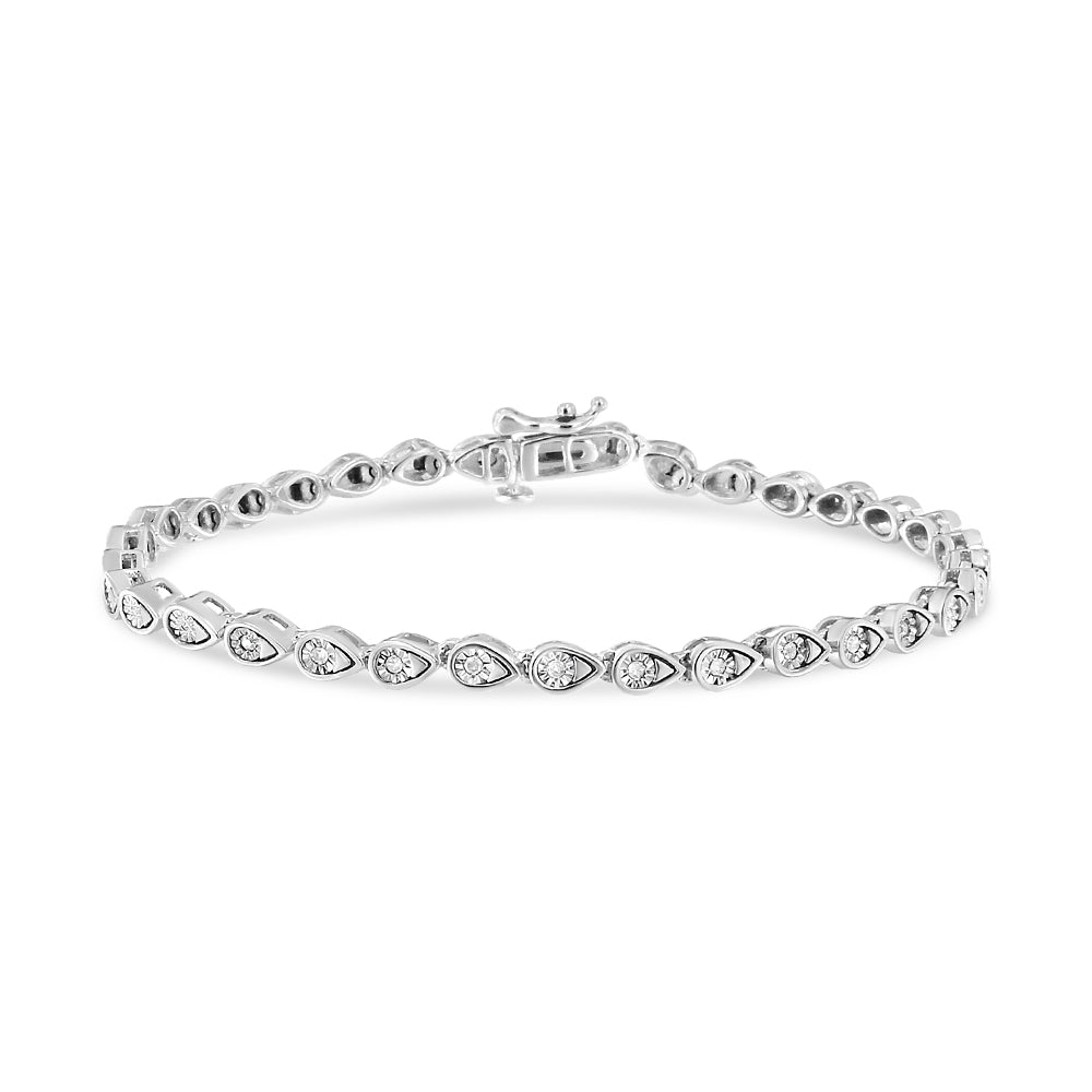 1/10 CTW Round-Cut Diamond Pear Link Bracelet in 925 Sterling Silver (I–J Color, I2–I3 Clarity)