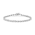 1/10 CTW Round-Cut Diamond Pear Link Bracelet in 925 Sterling Silver (I–J Color, I2–I3 Clarity)