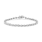 1/10 CTW Round-Cut Diamond Pear Link Bracelet in 925 Sterling Silver (I–J Color, I2–I3 Clarity)