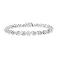 1/10 CTW Diamond Floral Cluster & “X” Link Bracelet in 925 Sterling Silver (I–J Color, I3 Clarity)