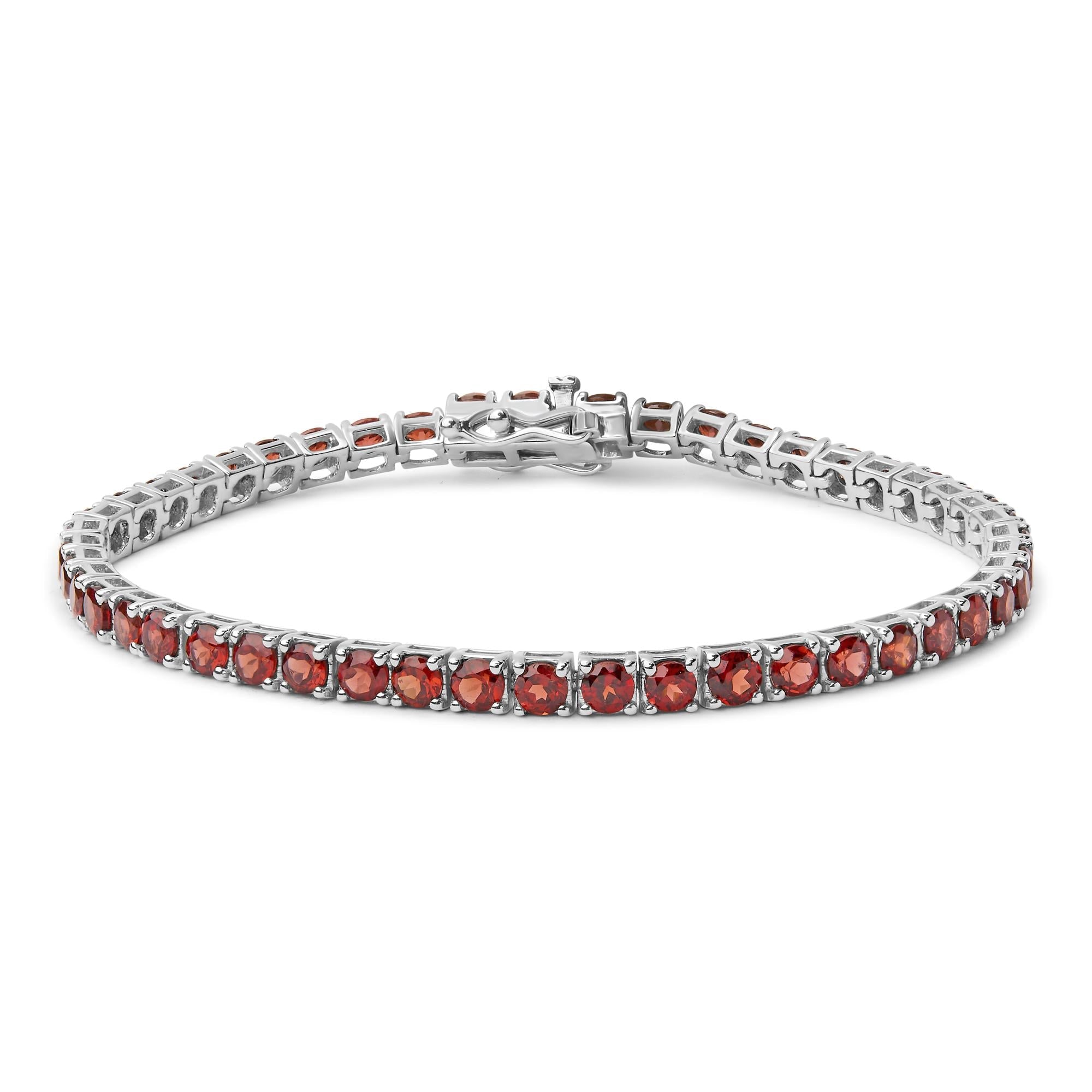 10.0 CTW Created Orange Garnet Tennis Bracelet in 925 Sterling Silver – 7.25 in