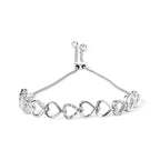 1/10 CTW Diamond Heart Link Bolo Bracelet in 925 Sterling Silver (I–J / I2–I3)