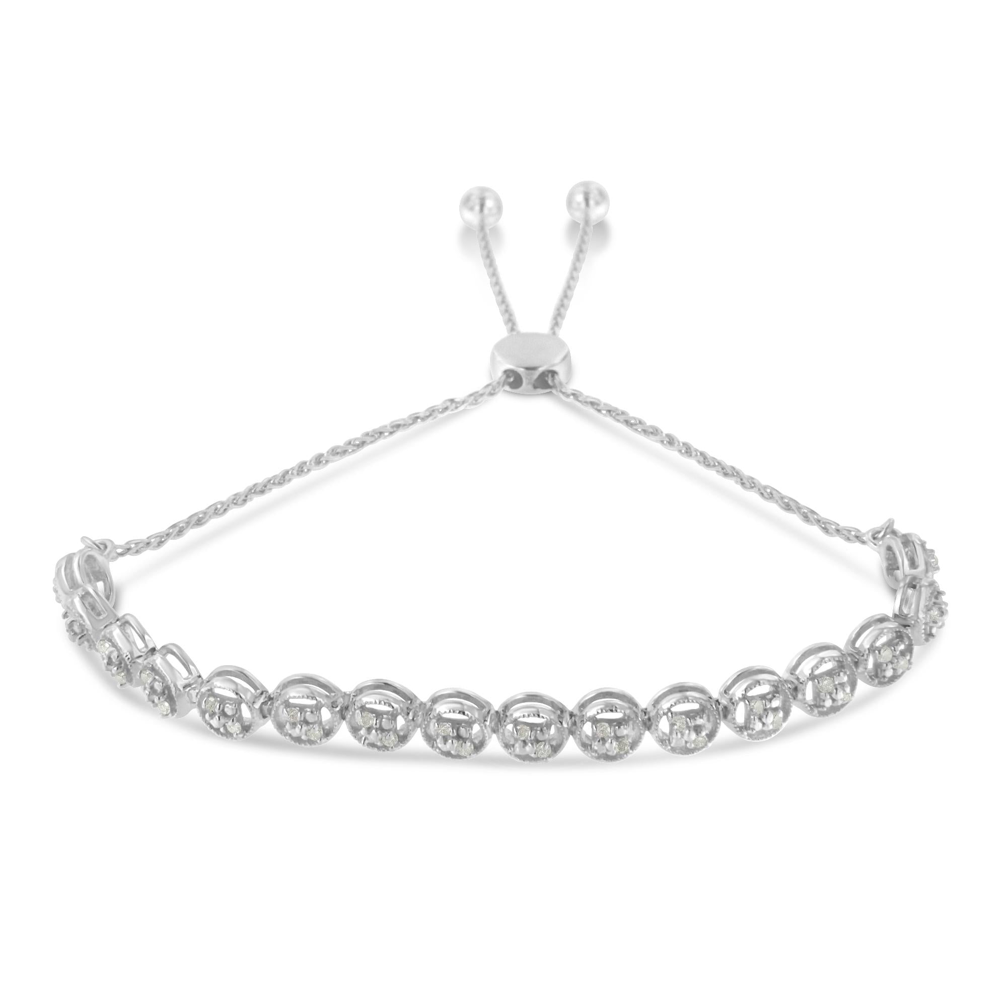 0.25 CTW Diamond Bolo Bracelet in 925 Sterling Silver (I–J Color, I3 Clarity)