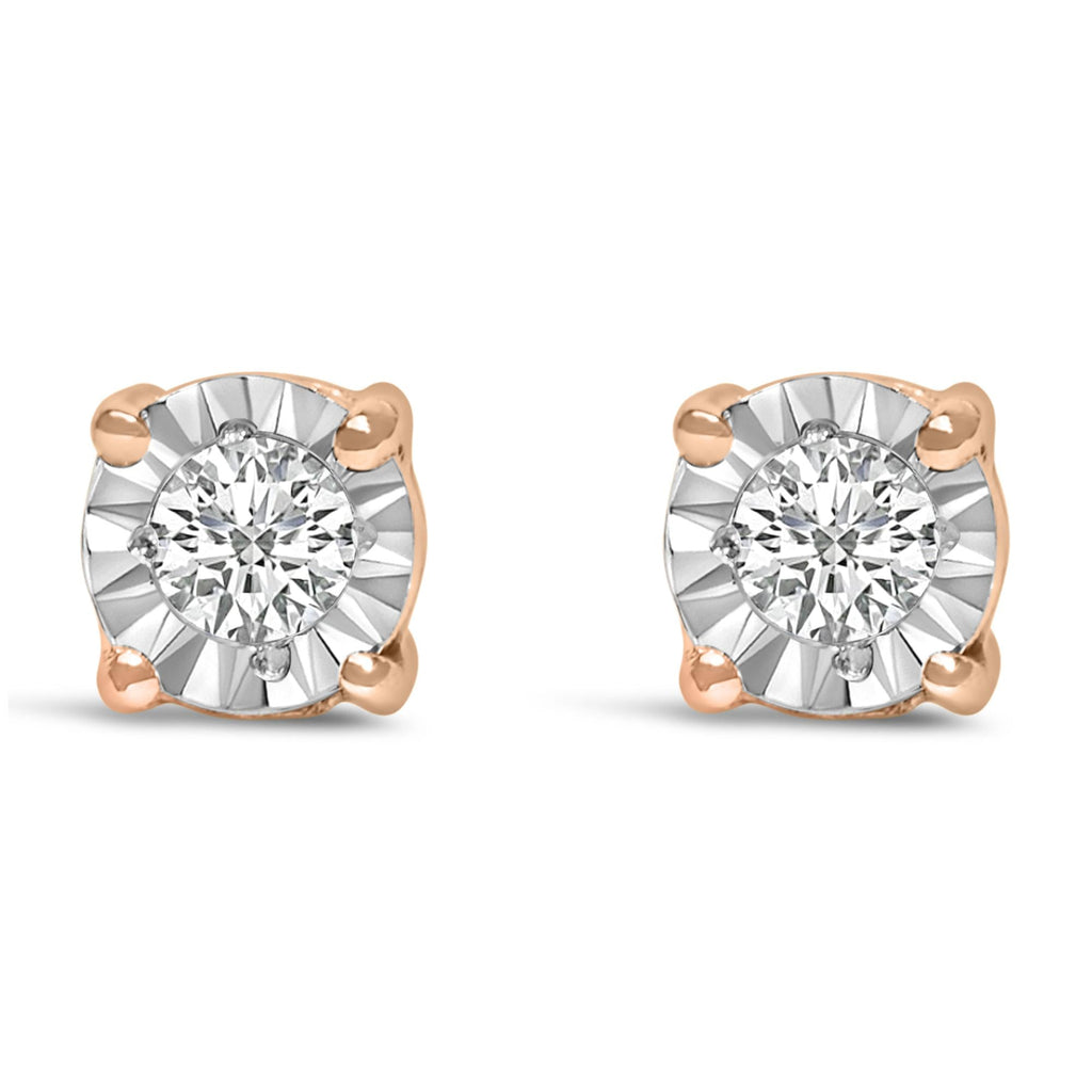 925 Sterling Silver 1/10 CTTW Round Brilliant-Cut Lab-Grown Diamond Miracle-Set Stud Earrings (F–G Color, VS1–VS2 Clarity)
