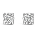 925 Sterling Silver 1/10 CTTW Round Brilliant-Cut Lab-Grown Diamond Miracle-Set Stud Earrings (F–G Color, VS1–VS2 Clarity)