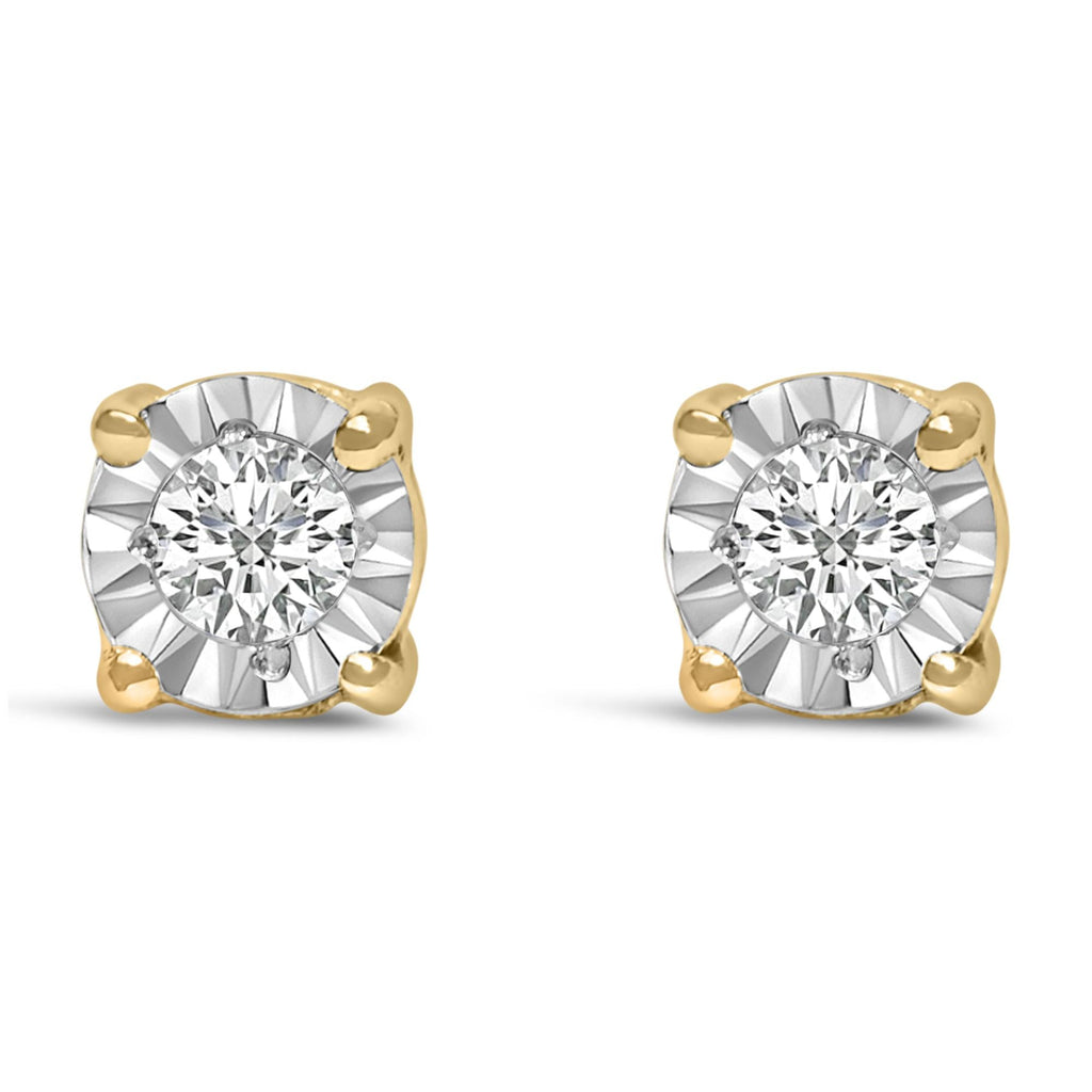 925 Sterling Silver 1/10 CTTW Round Brilliant-Cut Lab-Grown Diamond Miracle-Set Stud Earrings (F–G Color, VS1–VS2 Clarity)
