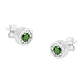 1/4 CTTW Green & Clear Diamond Stud Earrings in 925 Sterling Silver (Color-Enhanced, I1–I2 Clarity)