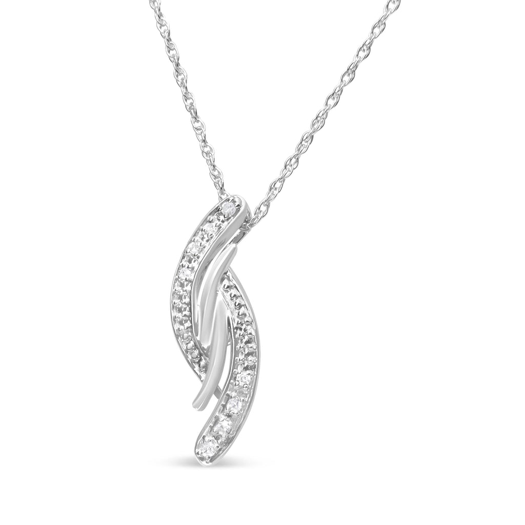 Diamond Accent Bypass Curve Pendant Necklace in 925 Sterling Silver (I–J Color, I3 Clarity)