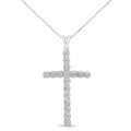 0.25 CTW Diamond Cross Unisex Pendant Necklace in 925 Sterling Silver (I–J Color, I3 Clarity)