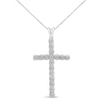 0.25 CTW Diamond Cross Unisex Pendant Necklace in 925 Sterling Silver (I–J Color, I3 Clarity)