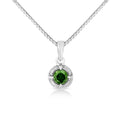 0.10–0.50 CTW Diamond Solitaire Milgrain Pendant Necklace in 925 Sterling Silver (Black & Green Diamond, I–J Color, I3 Clarity)