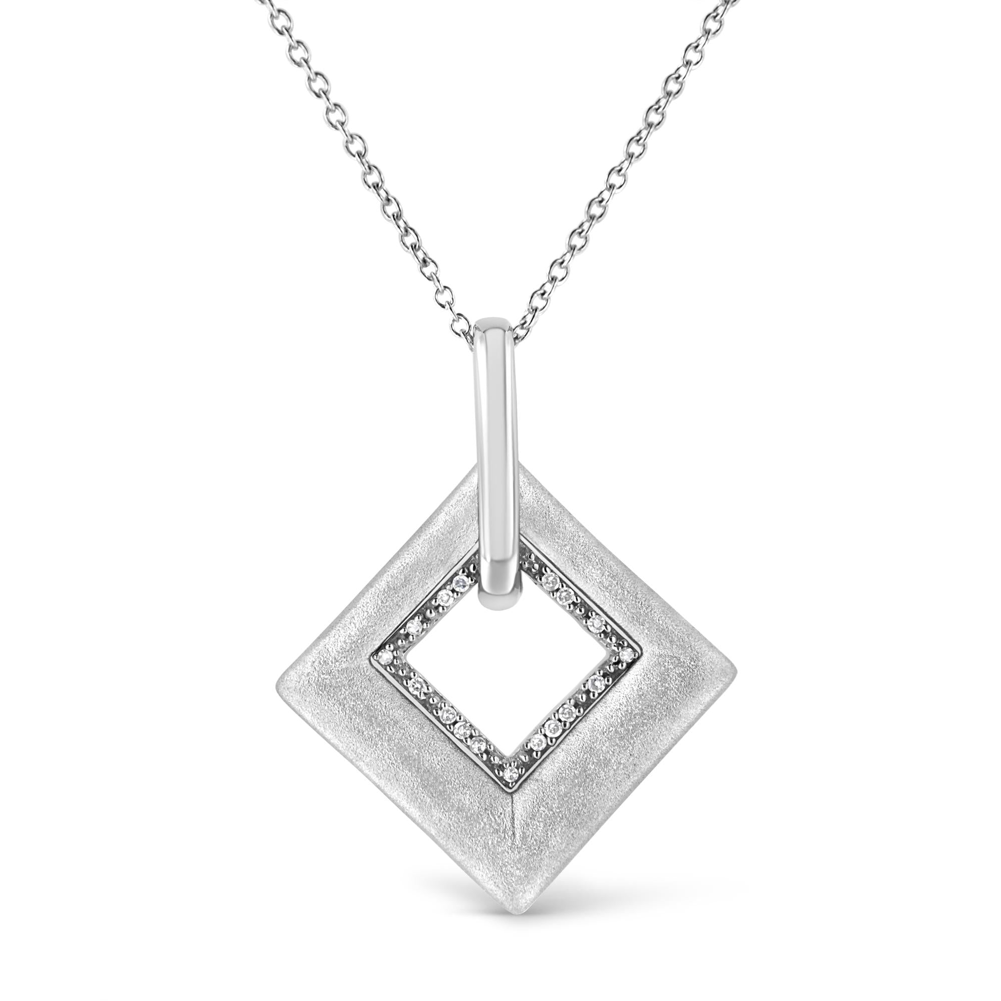 0.05 CTW Pavé Diamond Kite Pendant Necklace in 925 Sterling Silver (I–J Color, I1–I2 Clarity)
