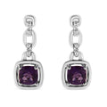6×6 mm Natural Purple Amethyst & Diamond Dangle Earrings in 925 Sterling Silver (I–J Color)