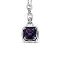 Amethyst & Diamond Accent Cushion Pendant Necklace in 925 Sterling Silver
