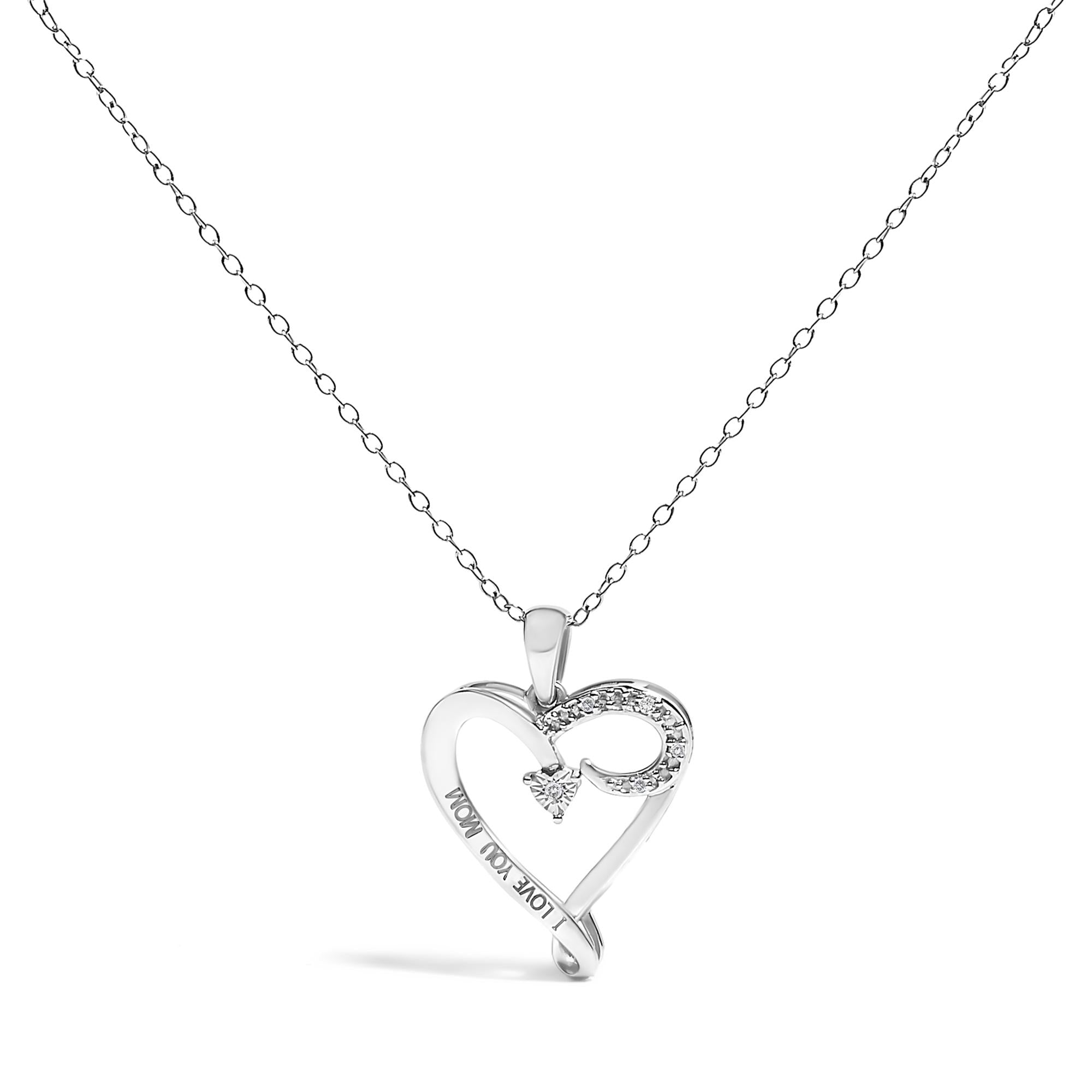Diamond Accent Heart Pendant Necklace in 925 Sterling Silver  (J–K Color, I2–I3 Clarity)