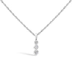 925 Sterling Silver 0.25 Cttw Lab Grown Diamond Three Stone Diamond Pendant Necklace - 18" Inches