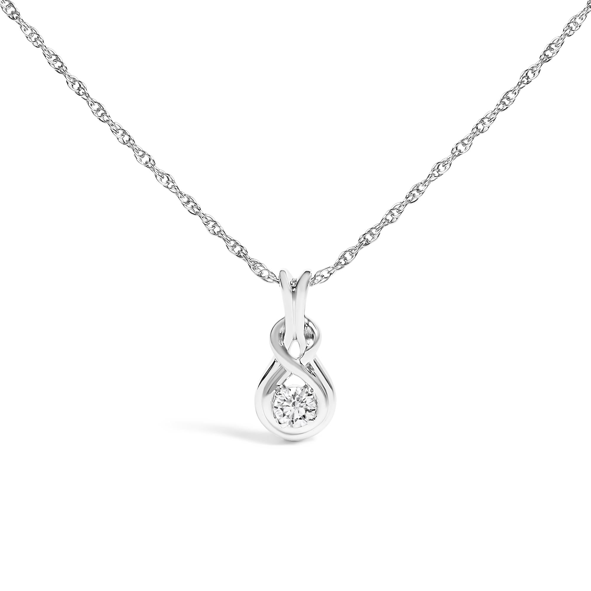 0.10 CTW Lab-Grown Diamond Love Knot Pendant Necklace in 925 Sterling Silver (F–G Color, VS1–VS2 Clarity)