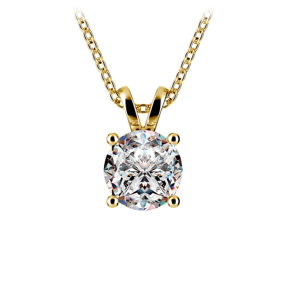 2.00 CTW Prong Set Round Lab Grown Solitaire Diamond Pendant (G-Vs) in 14K White or Yellow Gold - AGI Certified