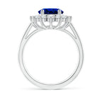 Princess Diana Inspired 3.00 CTW AGI Certified Lab-Grown Sapphire & Diamond Halo Ring in 14K White Gold – 9×7mm (0.35 × 0.28 in)