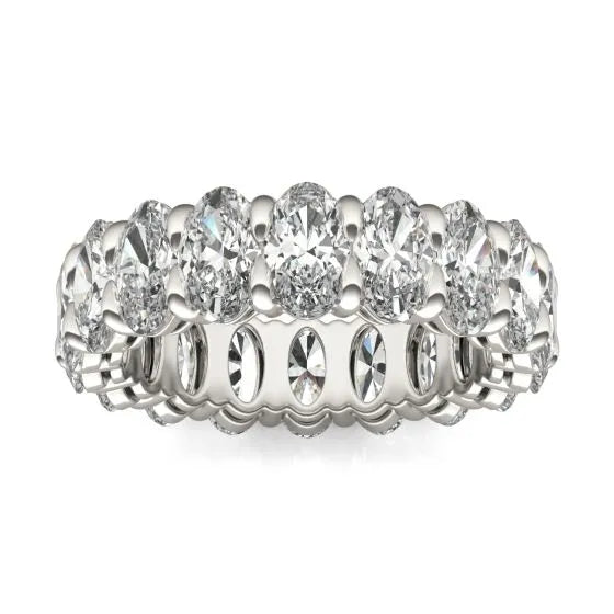 4 CTW Oval Lab-Grown Diamond Couture Classic Eternity Ring in 14K White Gold (G/VS)