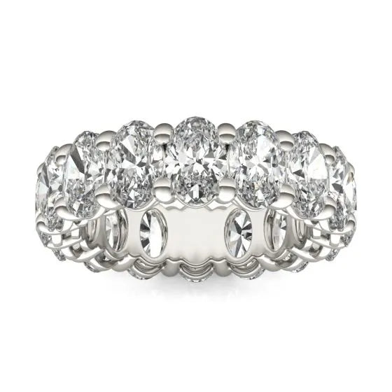 5 5/8 CTW Oval Lab-Grown Diamond Couture Classic Eternity Ring in 14K White Gold (G/VS)