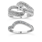 1/3 CTW Round Diamond Crisscross Engagement Ring Bridal Set in 925 Sterling Silver (H-I / I1–I2)