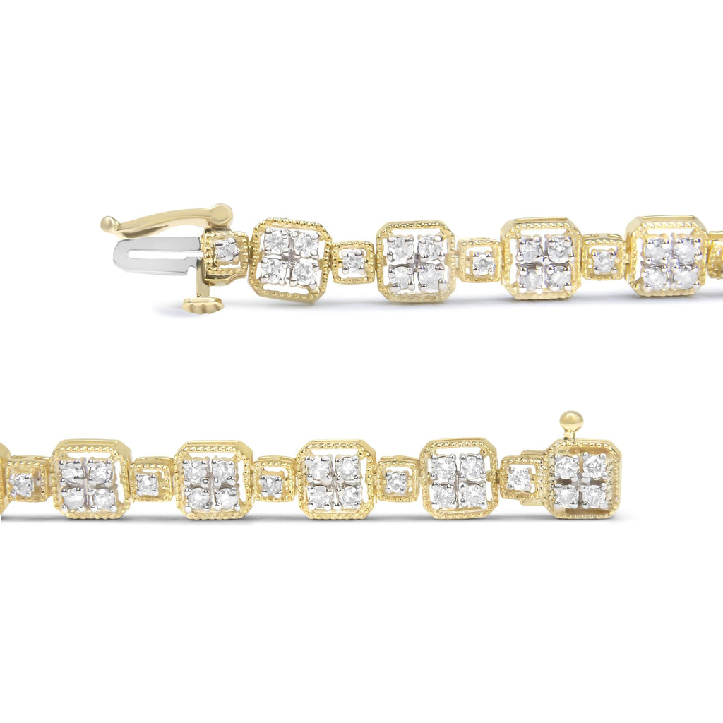 10K Yellow Gold 2.0 CTW Diamond Square Link Bracelet (J–K / I2–I3)