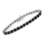 1/10 CTW Treated Blue Diamond “S” Link Tennis Bracelet in 925 Sterling Silver (I–J Color, I2–I3 Clarity)