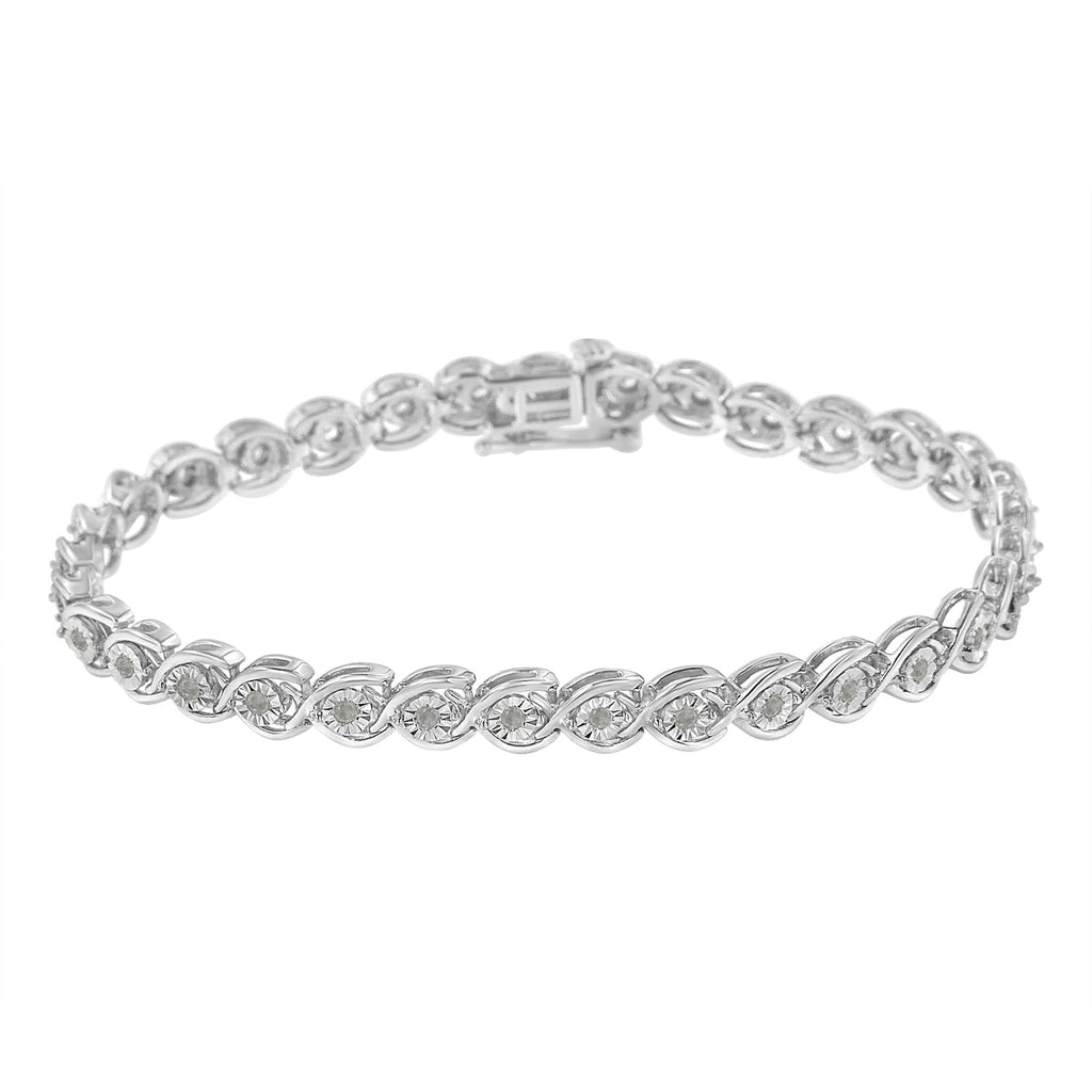 1/2 CTW Diamond Criss-Cross Link Bracelet in 925 Sterling Silver (I–J Color, I2–I3 Clarity)