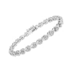 1/10 CTW Diamond Floral Cluster & “X” Link Bracelet in 925 Sterling Silver (I–J Color, I3 Clarity)