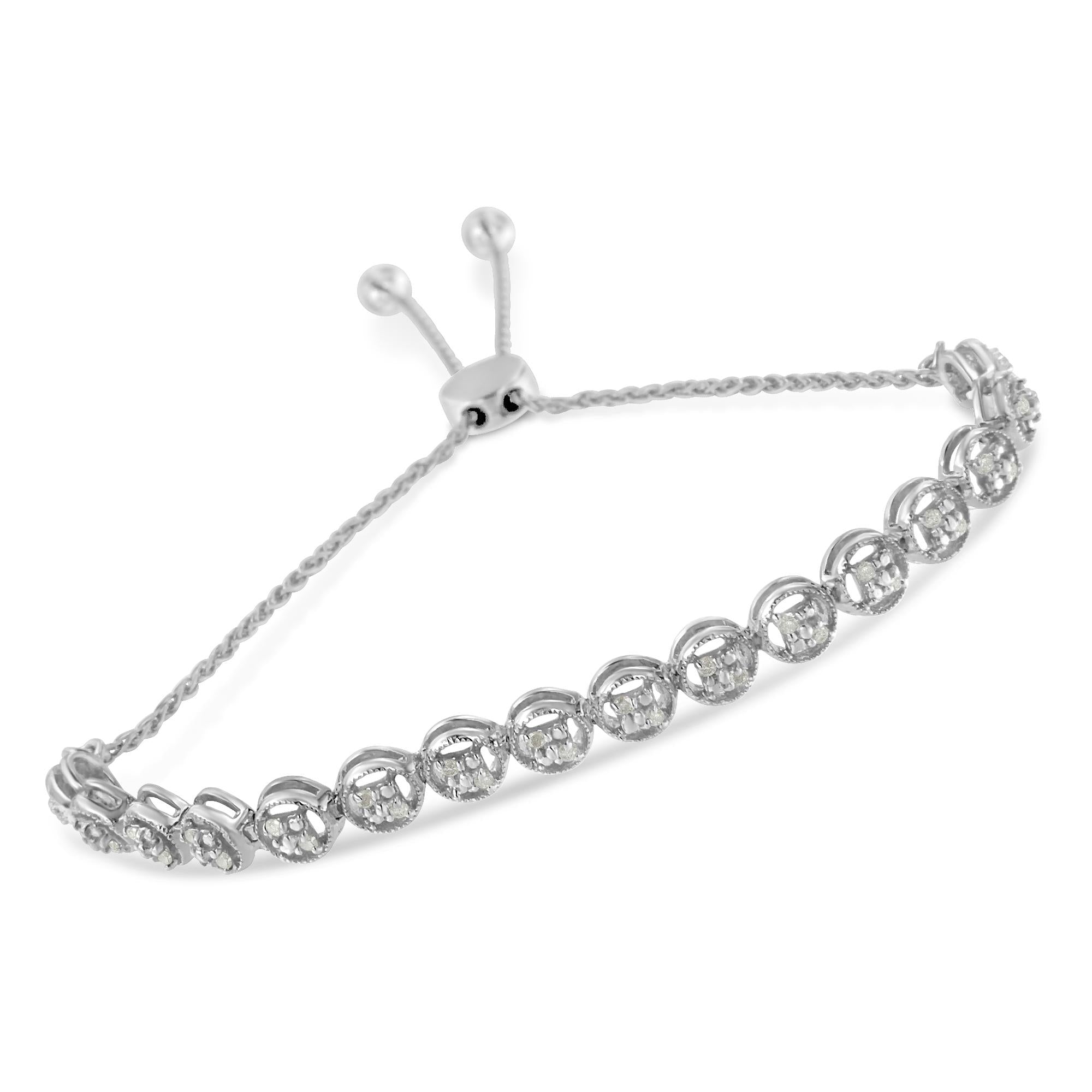 0.25 CTW Diamond Bolo Bracelet in 925 Sterling Silver (I–J Color, I3 Clarity)