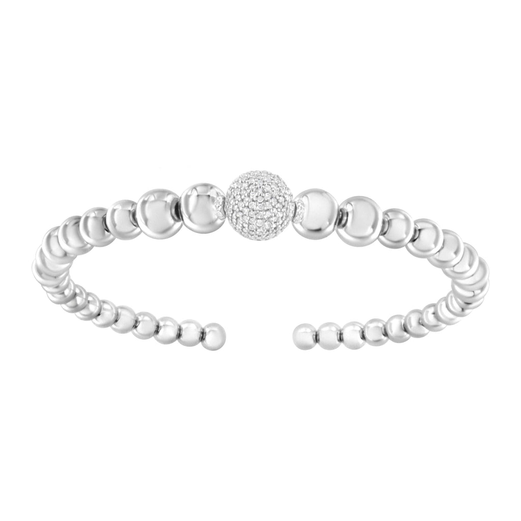 1/6 CTW Diamond Graduated Rondelle Cuff Bangle Bracelet in 925 Sterling Silver (I–J Color, I2–I3 Clarity) – 7" Fit