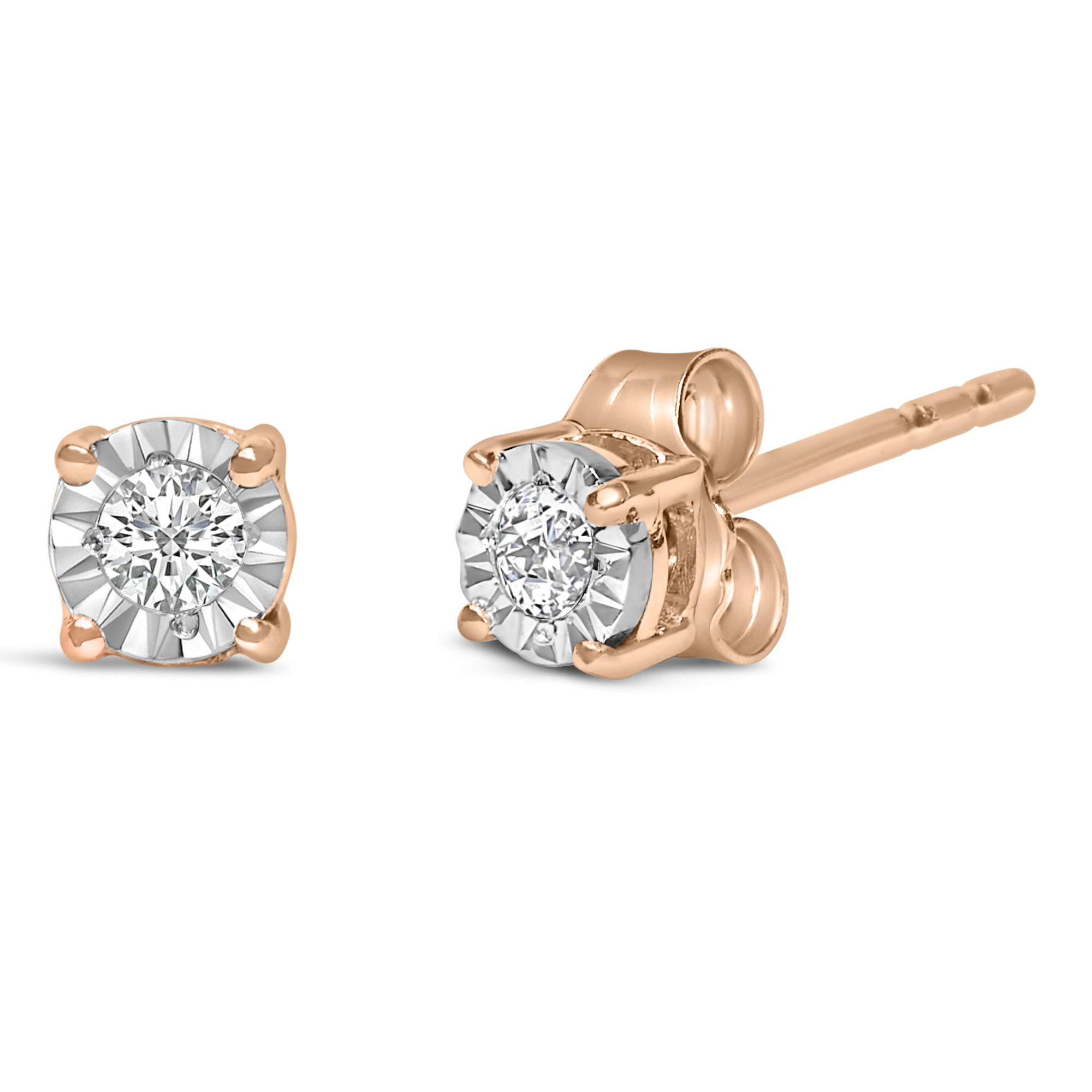 925 Sterling Silver 1/10 CTTW Round Brilliant-Cut Lab-Grown Diamond Miracle-Set Stud Earrings (F–G Color, VS1–VS2 Clarity)