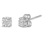 925 Sterling Silver 1/10 CTTW Round Brilliant-Cut Lab-Grown Diamond Miracle-Set Stud Earrings (F–G Color, VS1–VS2 Clarity)