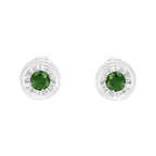 1/4 CTTW Green & Clear Diamond Stud Earrings in 925 Sterling Silver (Color-Enhanced, I1–I2 Clarity)