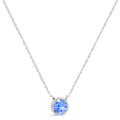 0.10 CTW Treated Blue Diamond Bezel Solitaire Pendant Necklace in Rhodium-Plated 925 Sterling Silver (I–J Color, I3 Clarity)