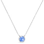 0.10 CTW Treated Blue Diamond Bezel Solitaire Pendant Necklace in Rhodium-Plated 925 Sterling Silver (I–J Color, I3 Clarity)