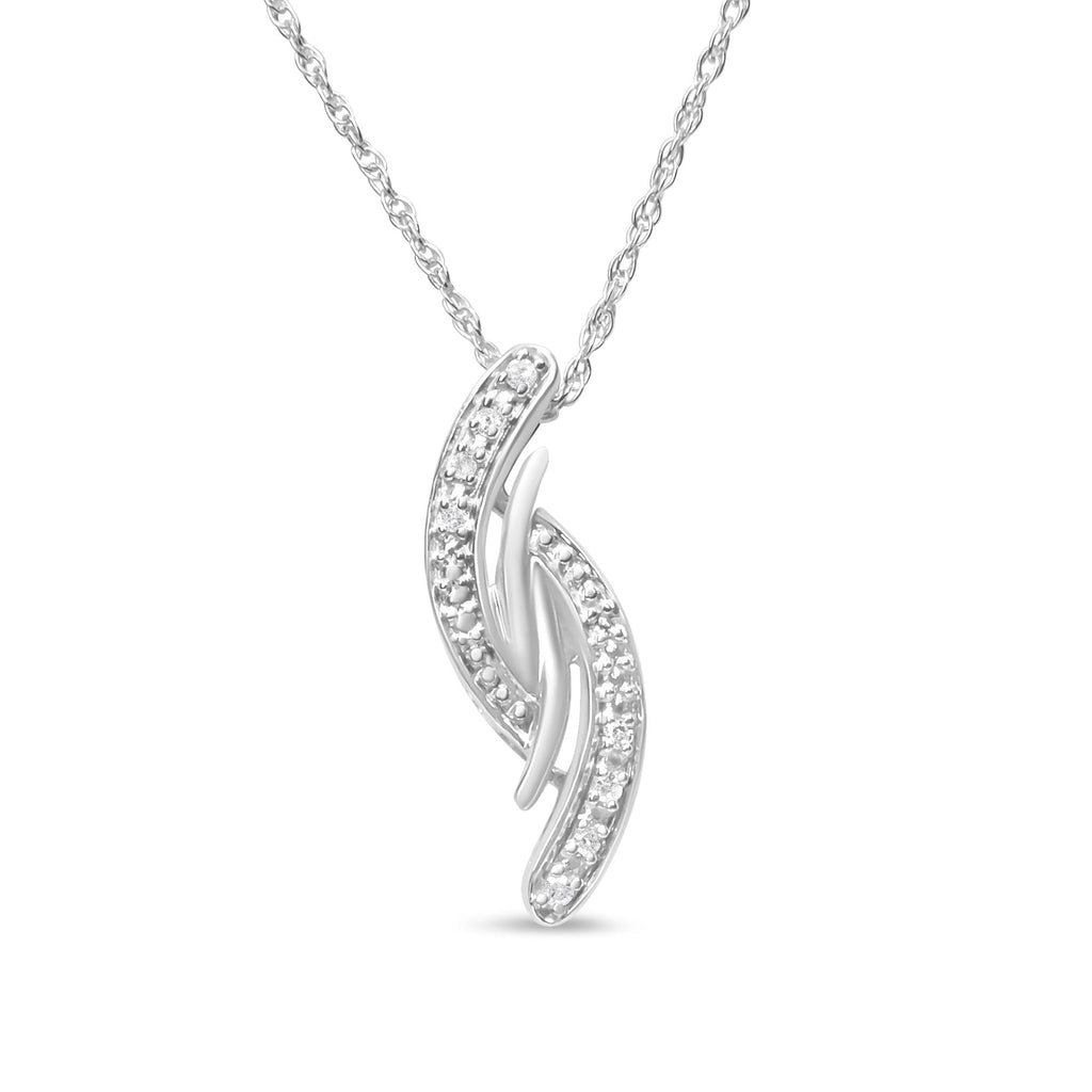 Diamond Accent Bypass Curve Pendant Necklace in 925 Sterling Silver (I–J Color, I3 Clarity)