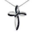 0.10 CTW Treated Blue Diamond Cross Pendant Necklace in 925 Sterling Silver (I–J Color, I3 Clarity)