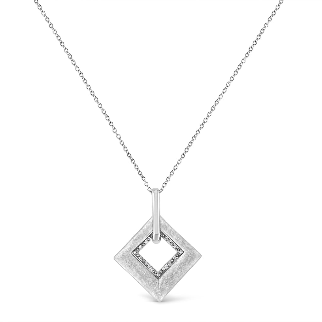 0.05 CTW Pavé Diamond Kite Pendant Necklace in 925 Sterling Silver (I–J Color, I1–I2 Clarity)