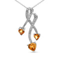 0.21 CTW Heart Citrine &  0.02 CTW Diamond Accent Spiral Drop Pendant Necklace in 925 Sterling Silver