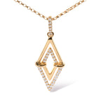 14K Yellow Gold 1/4 Cttw Diamond Double Triangle Geometric 18" Pendant Necklace (G-H Color, SI1-SI2 Clarity)
