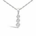 925 Sterling Silver 0.25 Cttw Lab Grown Diamond Three Stone Diamond Pendant Necklace - 18" Inches